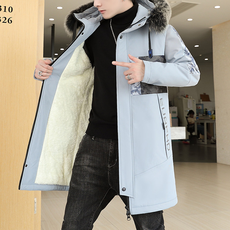 2022冬季新款中长款连帽男士加绒加厚夹克外套XZ313B-1-JK078-P75,男装夹克,星座310B-3