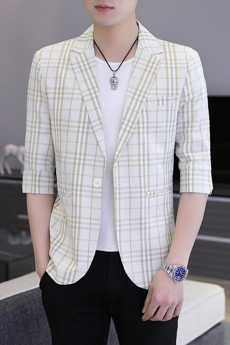 春夏新款西装男时尚帅气百搭中袖小西服外套XZ313B-1-XF815-P70,男装西服,星座310B-3