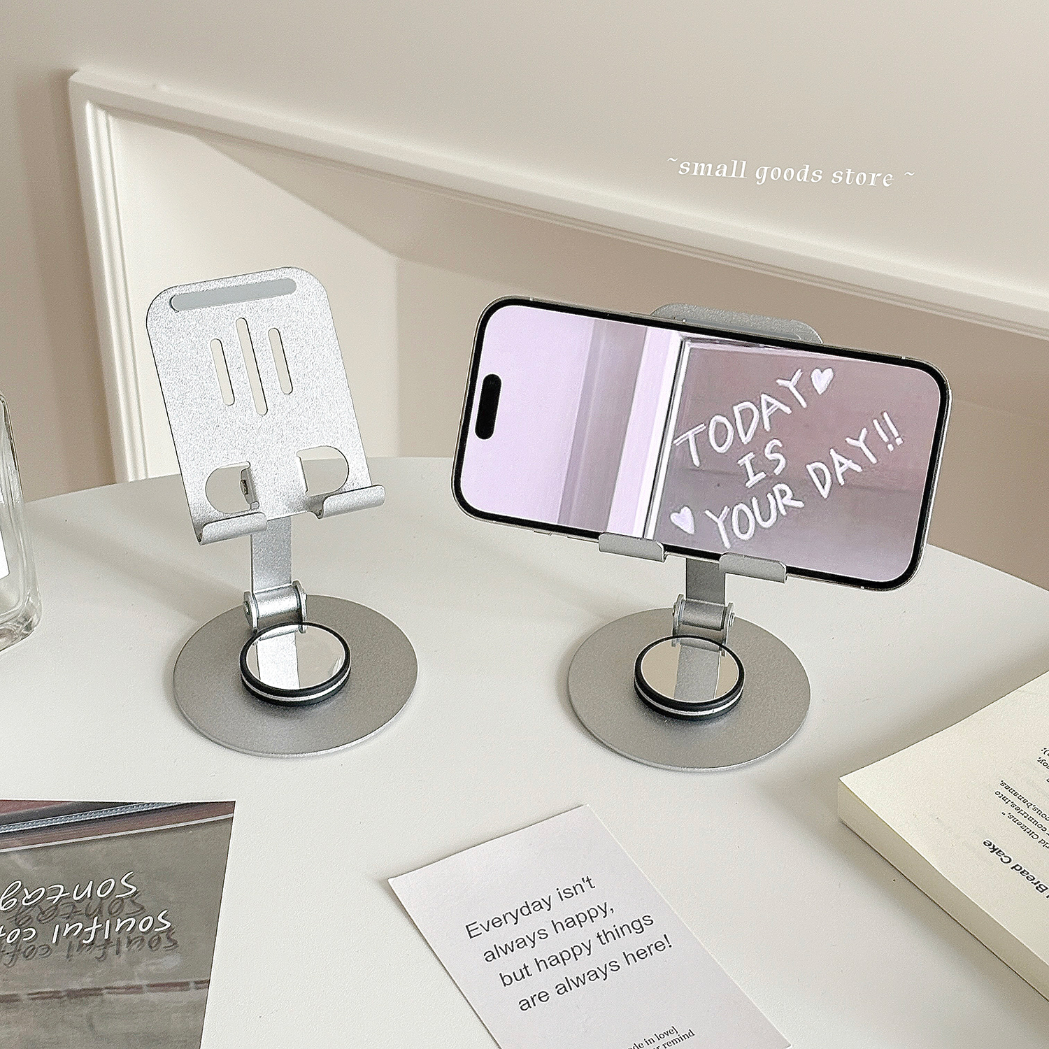 ins极简风银色手机支架360度旋转桌面追剧学习直播支架可折叠