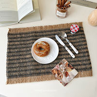 Retro-style hand-woven table MATS, simple Nordic afternoon tea placemats, hand-textured table decoration fabric mat ornaments thumbnail 2