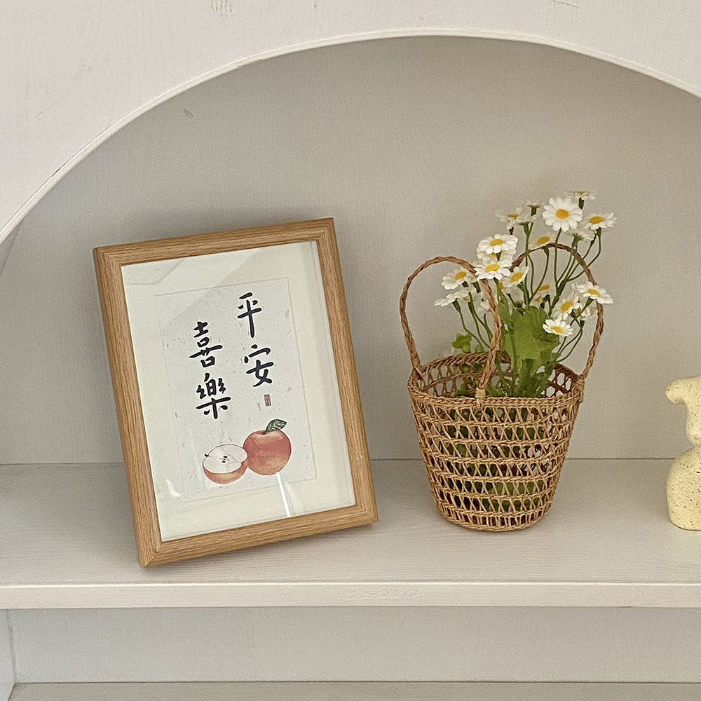 木质感相框摆台ins风励志文字桌面摆件8寸相框装饰挂墙相册框架