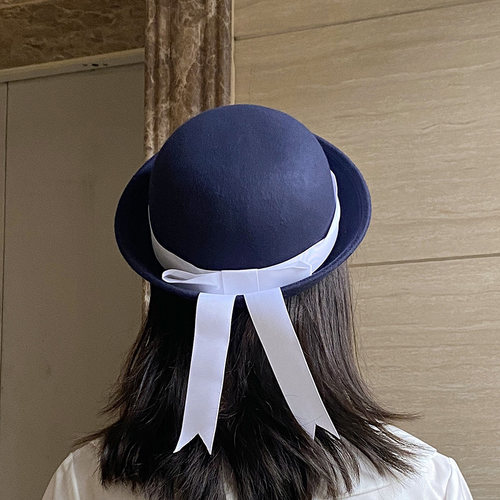 珠珠家小礼帽jk制服搭配圆顶帽子校供感飘带毛呢帽水手服幼稚园 - 封面