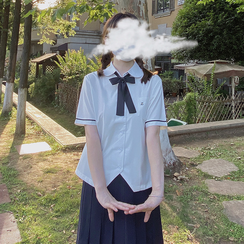 珠珠家JK宽松学院风短袖tr衬衫图片