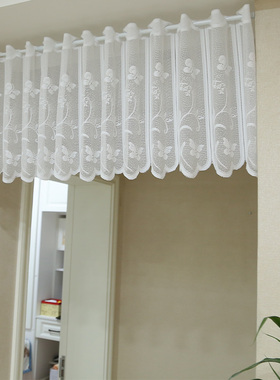 日式白色新款小蝴蝶蕾丝半帘卧室厨房门帘纱帘隔断阳台免打孔