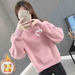 加绒不加绒秋冬新款慵懒风韩版潮ins宽松短款卫衣女无帽百搭上衣