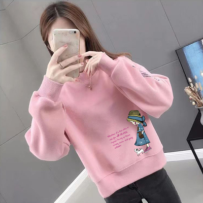 加绒不加绒秋冬新款慵懒风韩版潮ins宽松短款卫衣女无帽百搭上衣