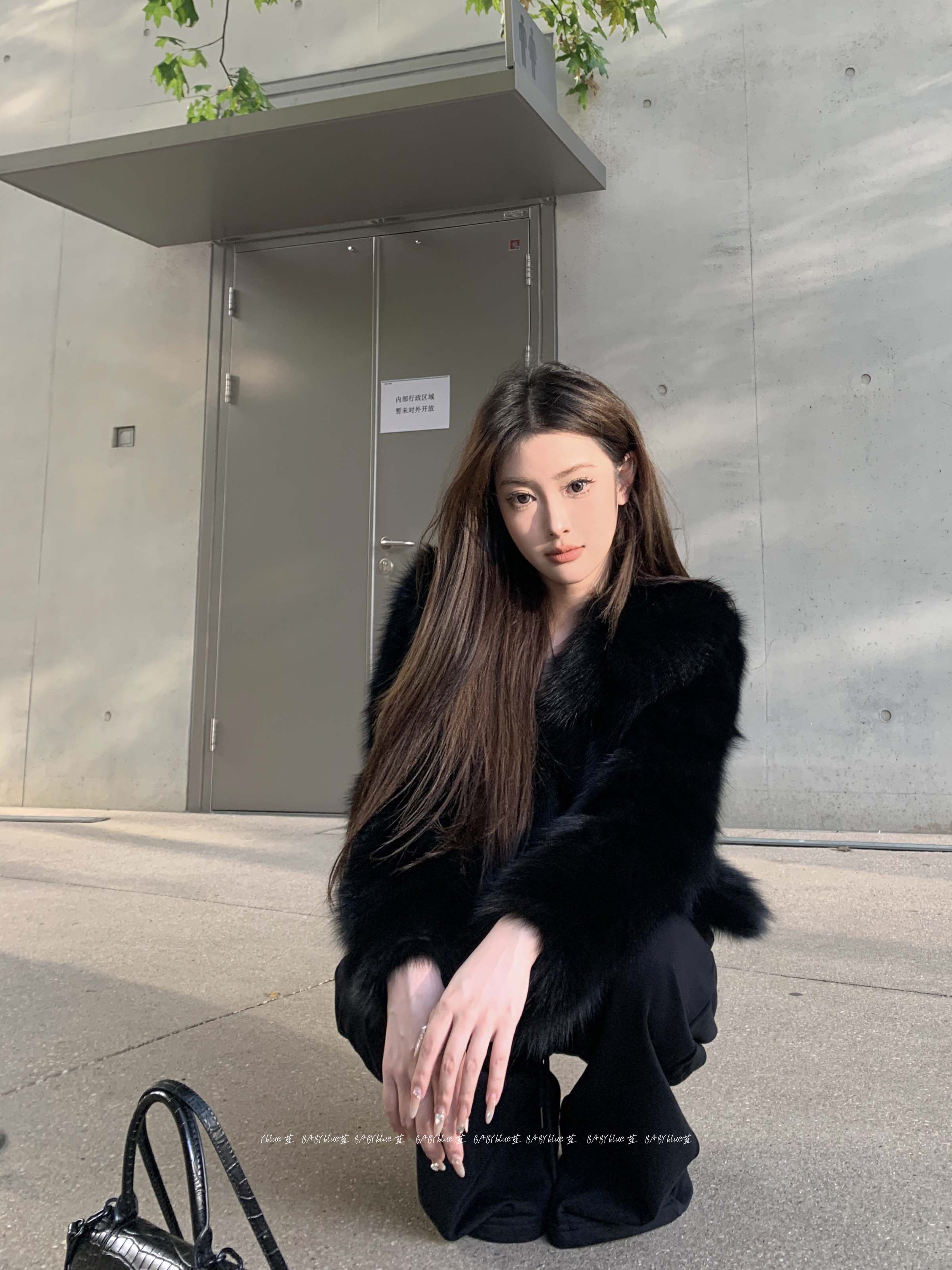 BABYblue年轻狐狸毛短裤皮草外套