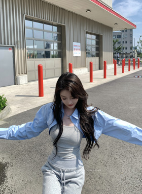 BABYblue【bi备小坎肩】短款宽松夏季遮肉显瘦防晒长袖衬衫短外套