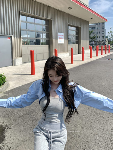 BABYblue短款夏季长袖衬衫短外套