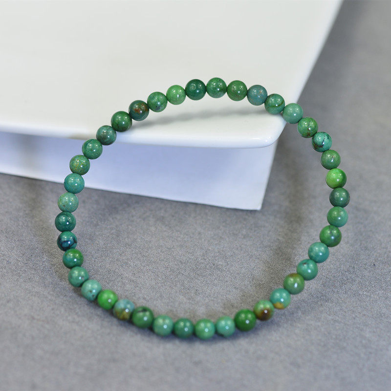 原矿天然绿松石4.9MM圆珠手串