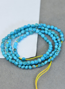 湖北天然原矿绿松石 高瓷蓝色随行绿松石项链颈链多圈手链diy配饰