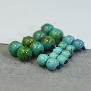 天然原矿绿松石老型对珠散珠鼓珠 文玩手串配珠配饰隔珠配件diy