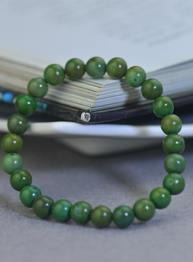 原矿天然绿松石 原石无优化俏色圆珠手串手链 文玩饰品男女款保真