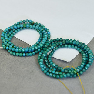 天然原矿绿松石圆珠DIY配件项链手链串珠材料绿色珠子米珠长链