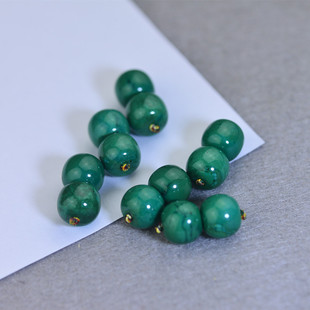 原矿天然高瓷绿松石老型珠圆珠对珠散珠手链隔珠散珠文玩饰品配珠