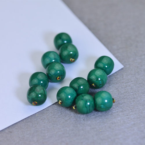 原矿天然高瓷绿松石老型珠圆珠对珠散珠手链隔珠散珠文玩饰品配珠