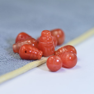 天然南红玛瑙原矿火焰红一体奶嘴三通佛头佛珠文玩菩提珠串三通