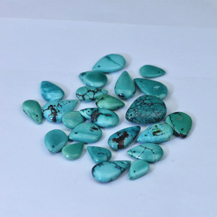 原矿天然绿松石 无优化高瓷diy 网花水滴小提溜吊坠项坠 散珠配饰