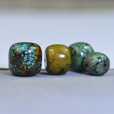 天然原矿绿松石老型珠子散珠单珠