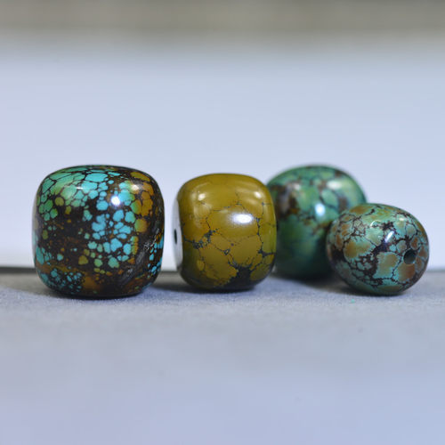 天然原矿绿松石老型珠子散珠单珠