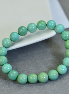 原矿天然绿松石手串高瓷无优化黄绿色俏色手链男女款文玩饰品特价