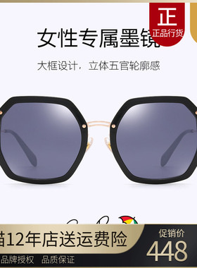 花雨伞2023太阳镜女潮出街开车墨镜透明多边形方框眼镜黑AP11764