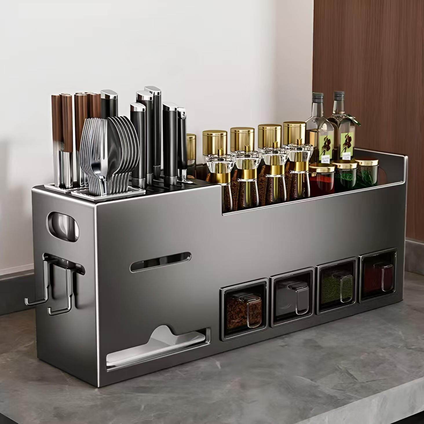 厨房置物架免打孔不锈钢家用壁挂式调味料筷子刀架用品大全收纳架,厨房/烹饪用具,厨房置物架/置物柜/角架,淘宝优惠券,粉丝福利购,淘宝优惠卷