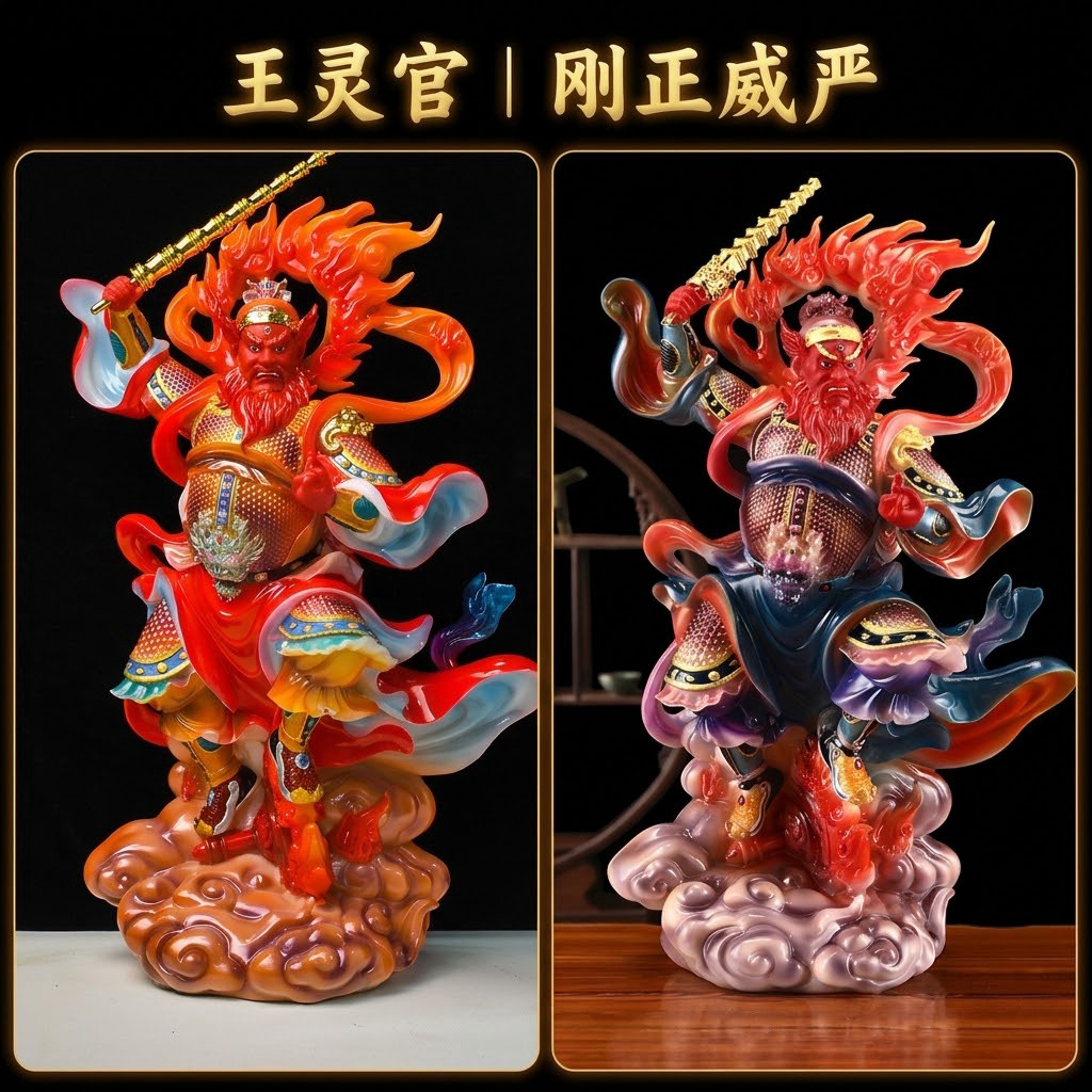 王灵官神像火神护法隆恩真君都天大灵官汉白玉客厅家用供奉摆件