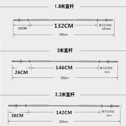 小孔间距加宽适配龙门架2米杠铃