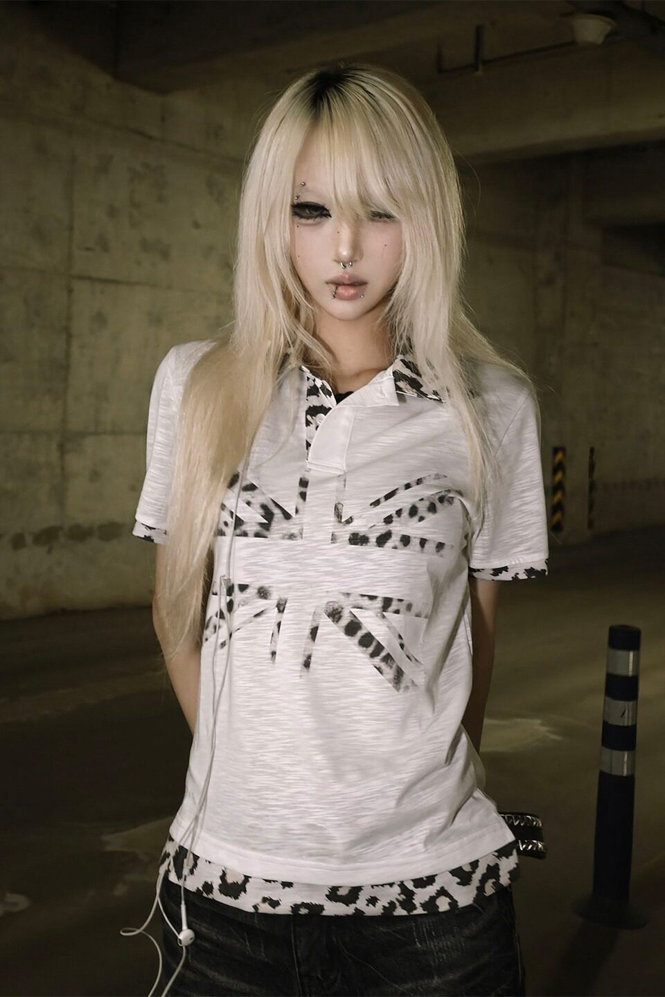 thumbnail for Subculture American leopard print polo shirt, shoulder short-sleeve for men and women, summer U-Flag print T-shirt Y2K light Asia top