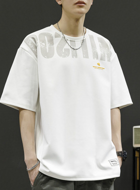 夏新款字母印花简约百搭T恤大码宽松潮流学生短袖半袖M-8XL大码