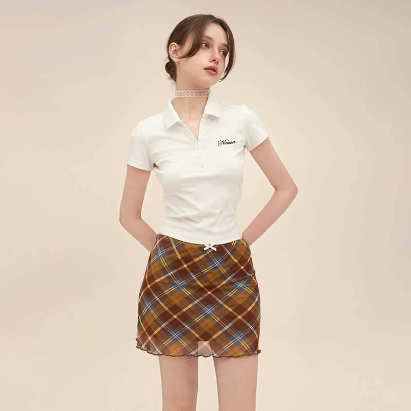 美式字母刺绣女夏POLO衫短袖t恤