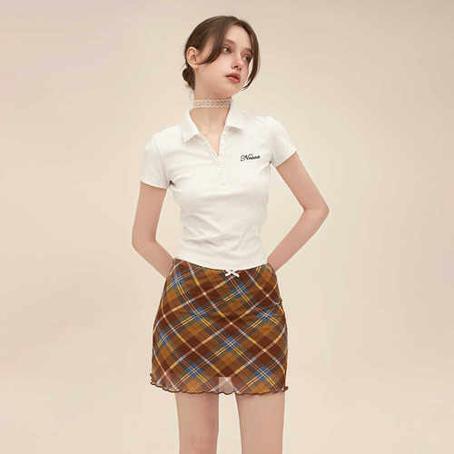美式字母刺绣女夏POLO衫短袖t恤