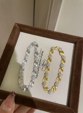 中古缎带拉丝复古文艺贵气925银手链送女友闺蜜生日情人节礼物