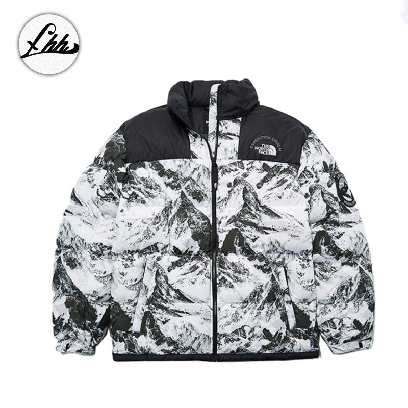 韩国代购the north face北面21冬鹅绒限量拼色保暖立领雪山羽绒服