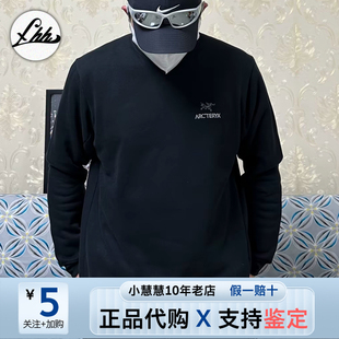 Arcteryx始祖鸟Emblem Fleece Logo字母刺绣秋冬抓绒保暖圆领卫衣