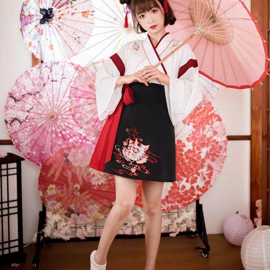 改良汉服女猫又交领齐腰日常短裙