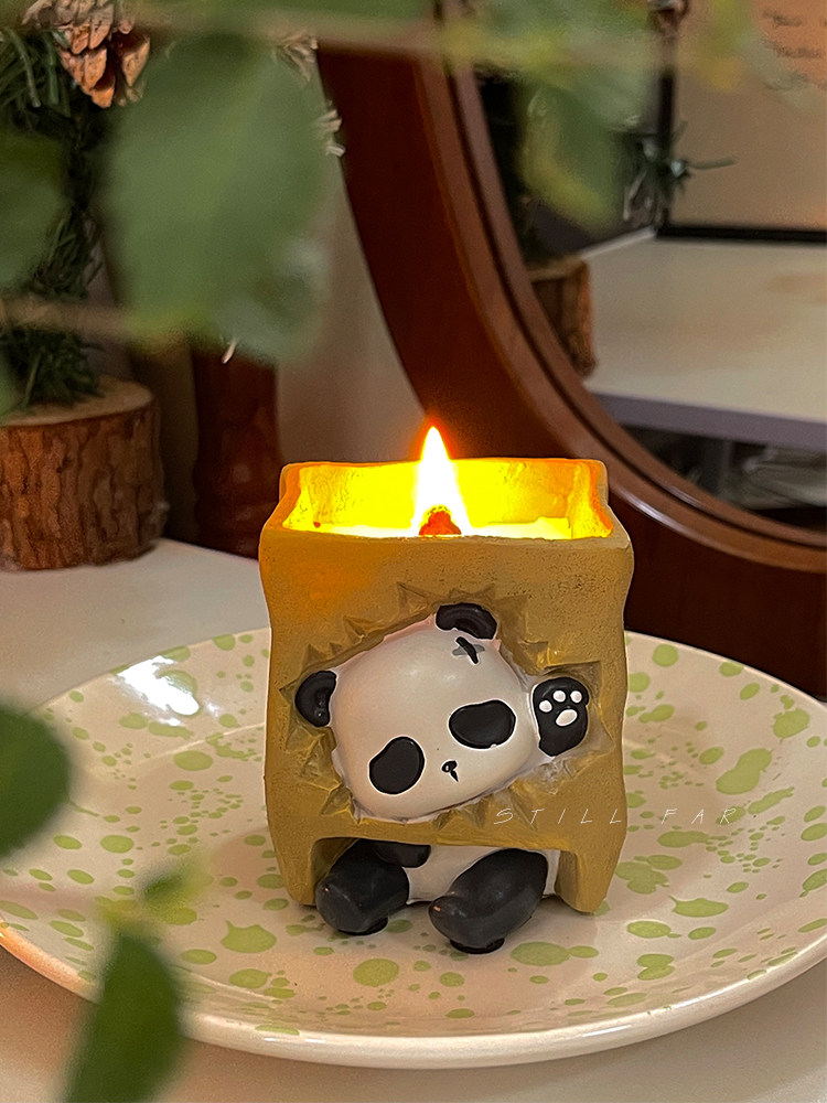 still【熊猫没有黑眼圈】可爱萌宠香薰蜡烛创意室内持久家用送礼