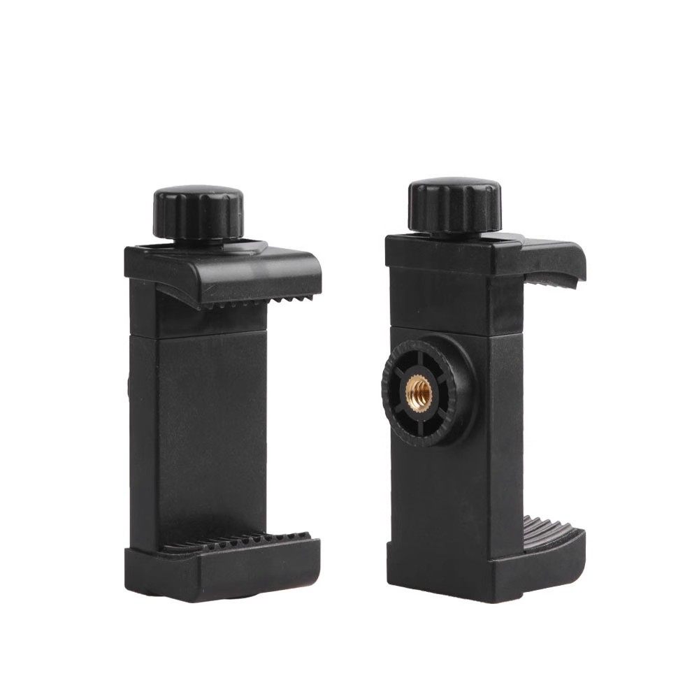 相机三脚架手机转接头自拍杆固定夹桌面视频双孔手机夹子可调夹座