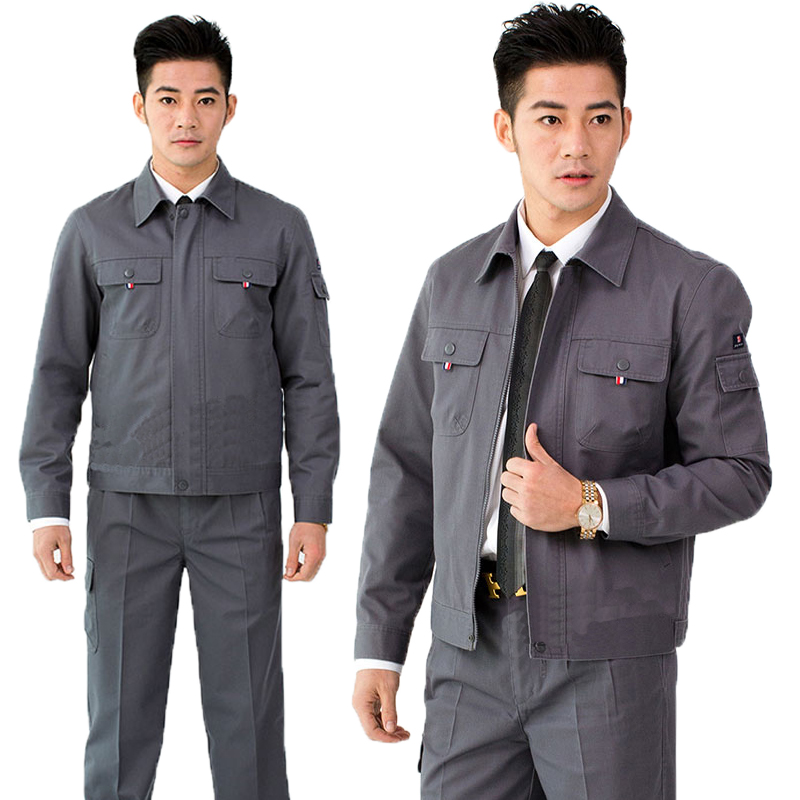 领盾涤棉厚型纱卡工作服车间物流汽修劳保服工人长袖工程服套装男