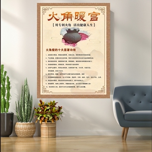 火龙罐宣传画火角肚脐灸海报火龙灸广告图片脐灸挂画养生馆装饰画