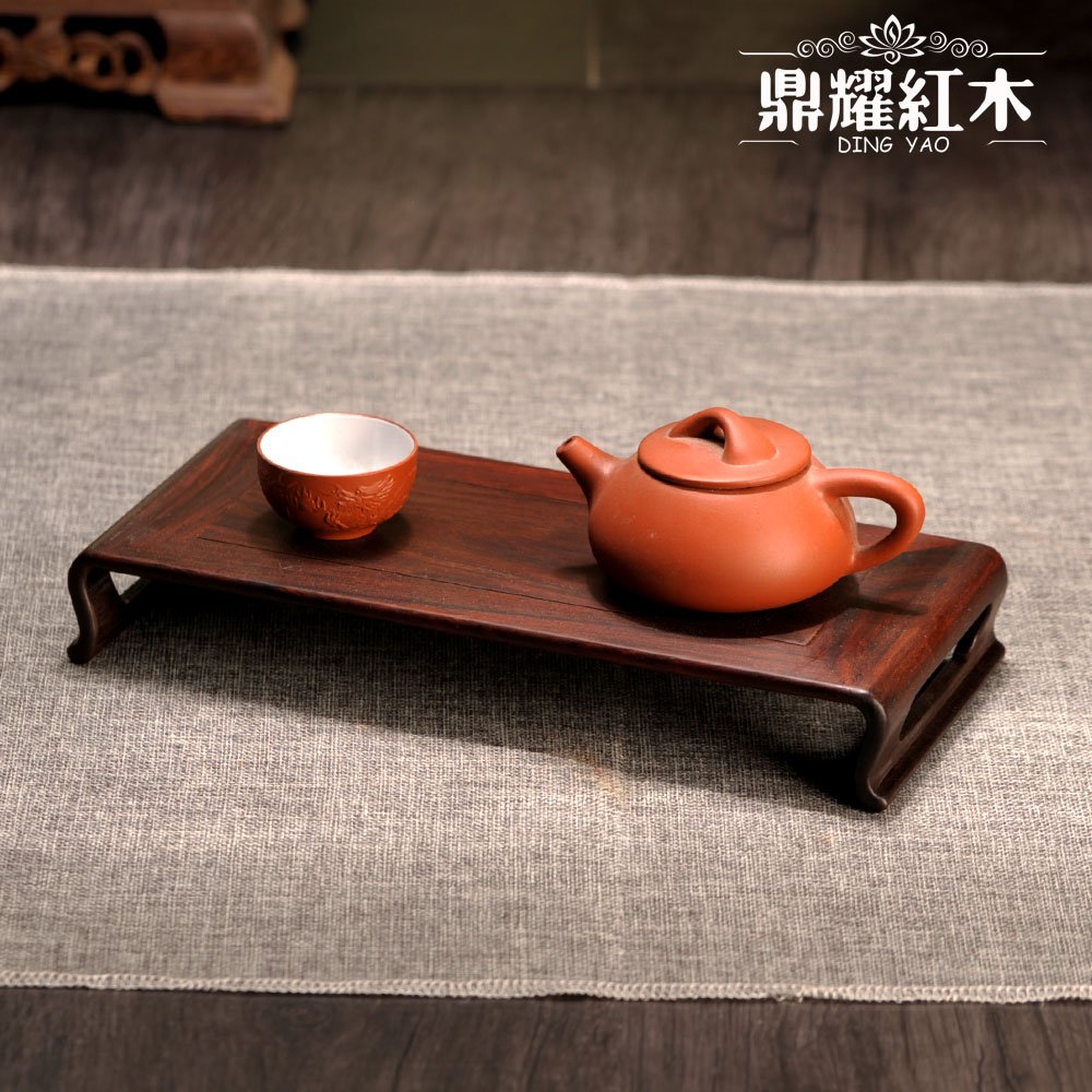 红木长方形书卷佛像底座茶壶