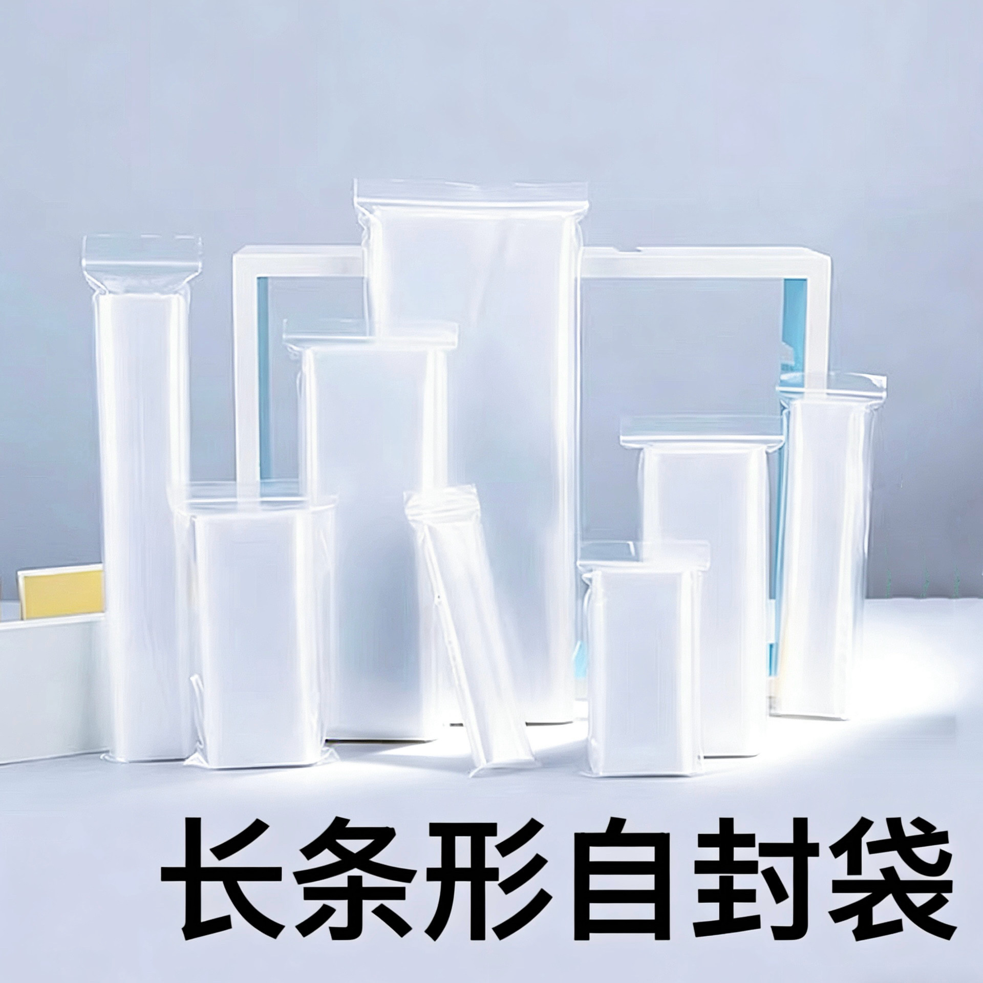 长条形自封袋眼镜遥控器手机化妆工具收纳袋一次性可触屏透明PE袋