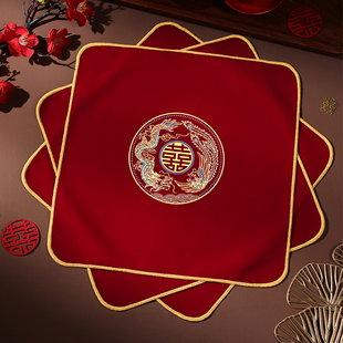 结婚方巾红色喜帕喜字婚礼新娘手帕女方陪嫁烫画手绢婚庆用品大全