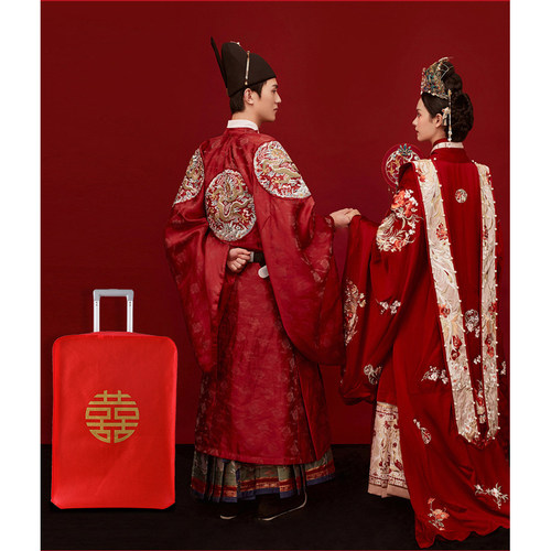 结婚箱套用品陪嫁婚庆罩子密码皮箱双喜字防尘袋行李箱保护套红色
