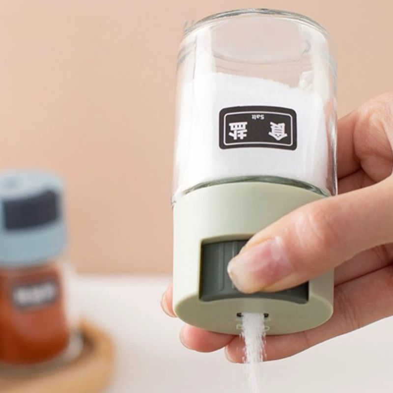 定量盐罐调味罐调料盒家用厨房套装组合密封防潮玻璃调料罐控盐瓶