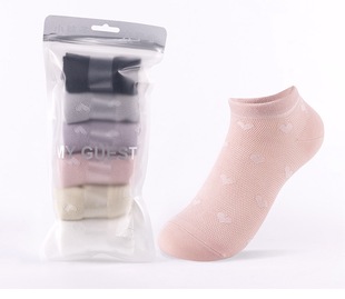 竹纤维爱心镂空夏季 舒适透气浪漫俏皮百搭好穿六双网眼女船袜313C