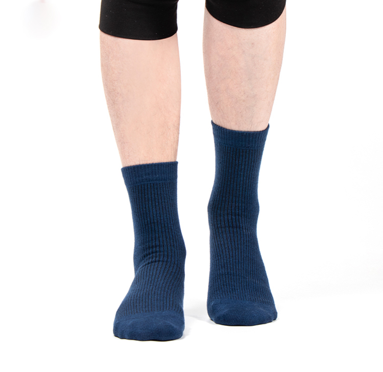 Mg抽条纹男士羊毛保暖透气纯色商务百搭风格五双男中筒袜短款1116