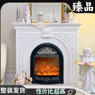 饰电视柜美式 客厅取暖壁炉柜家用装 壁柜 复古壁炉仿真火焰欧式 法式