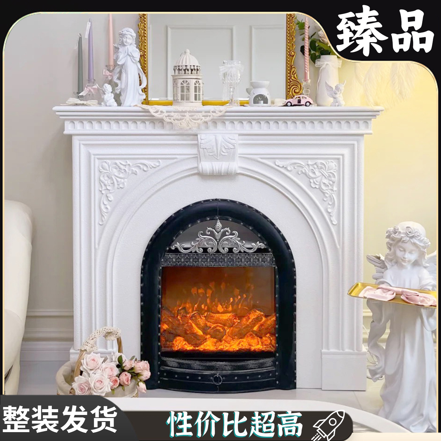 法式复古壁炉仿真火焰欧式玄关取暖壁炉柜民宿装饰电视柜美式壁柜